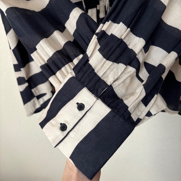 IRO Bold Printed Cotton Lace Up High Low Rattle Relaxed Blouse Top - Picture 8 of 14